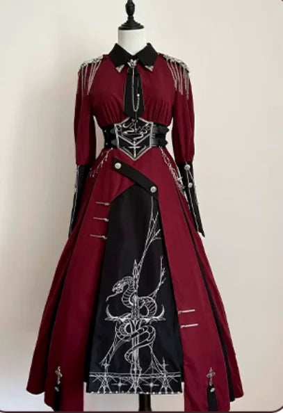 Military Style Shawl Coat Punk Dress