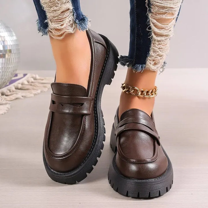 Brown Chunky Platform Loafers