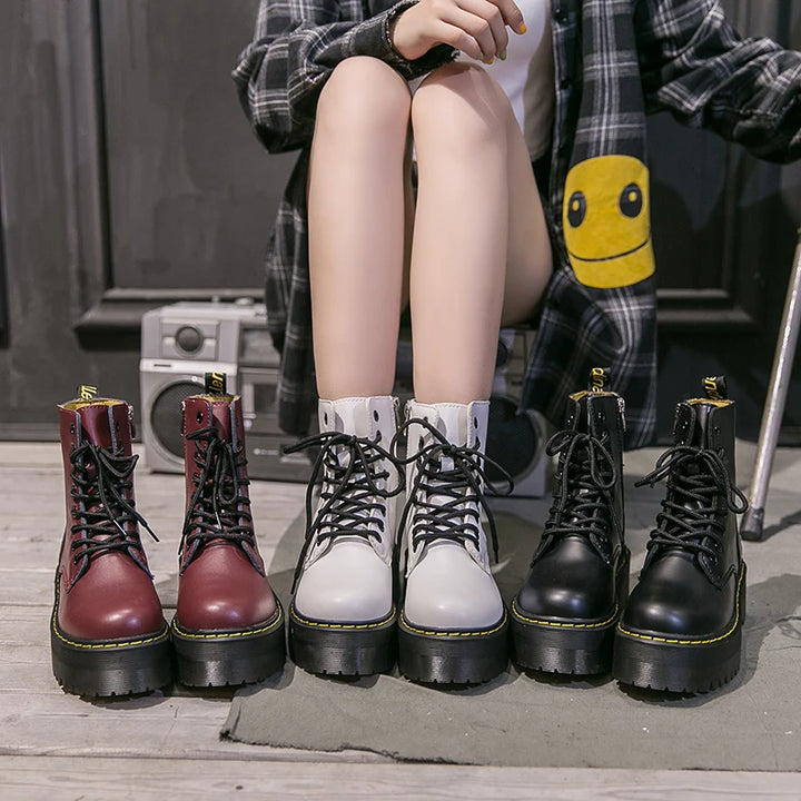 Casual Leather Platform Boots