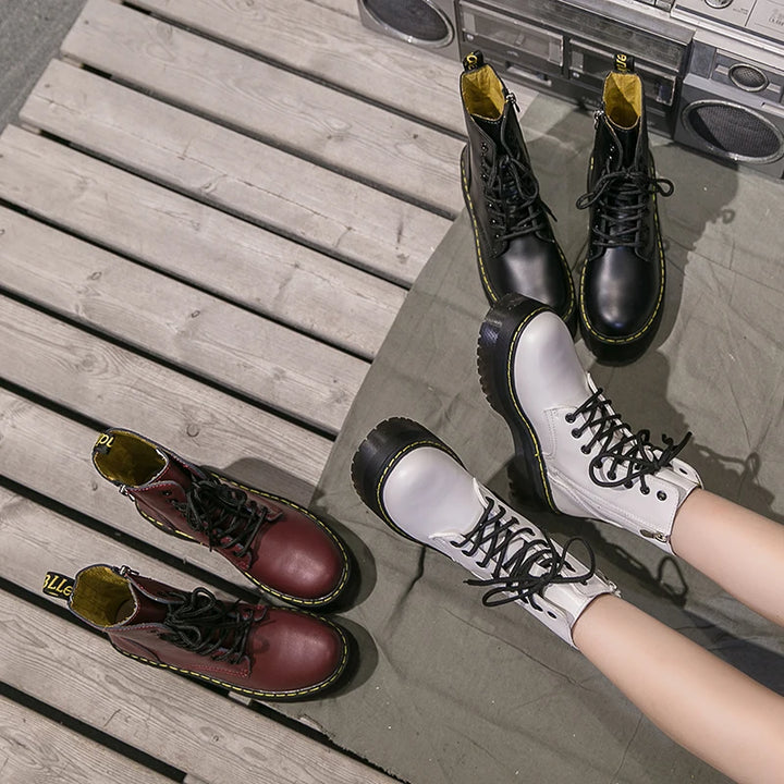 Casual Leather Platform Boots
