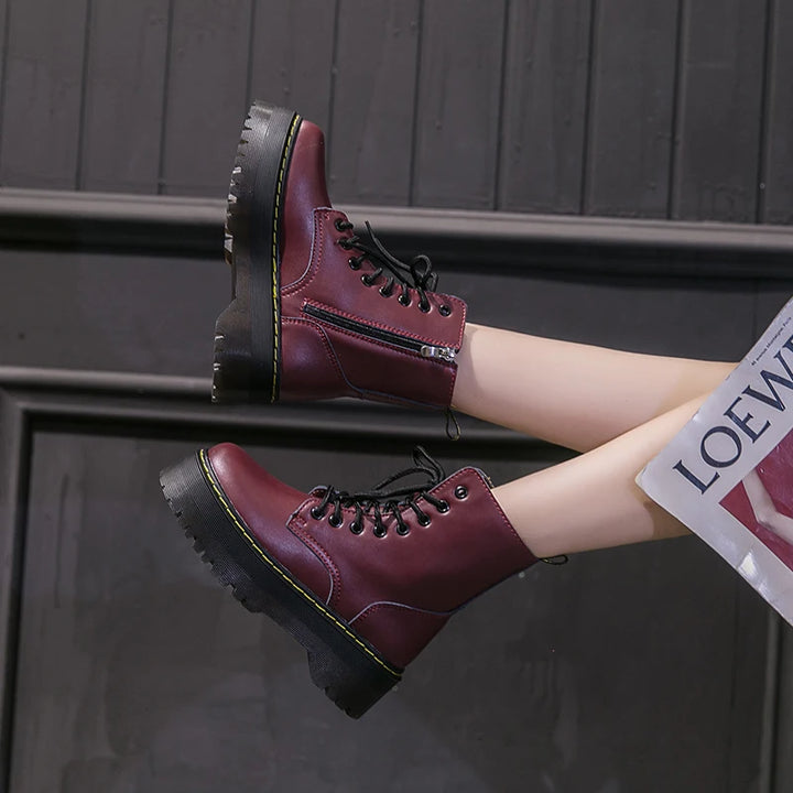 Casual Leather Platform Boots