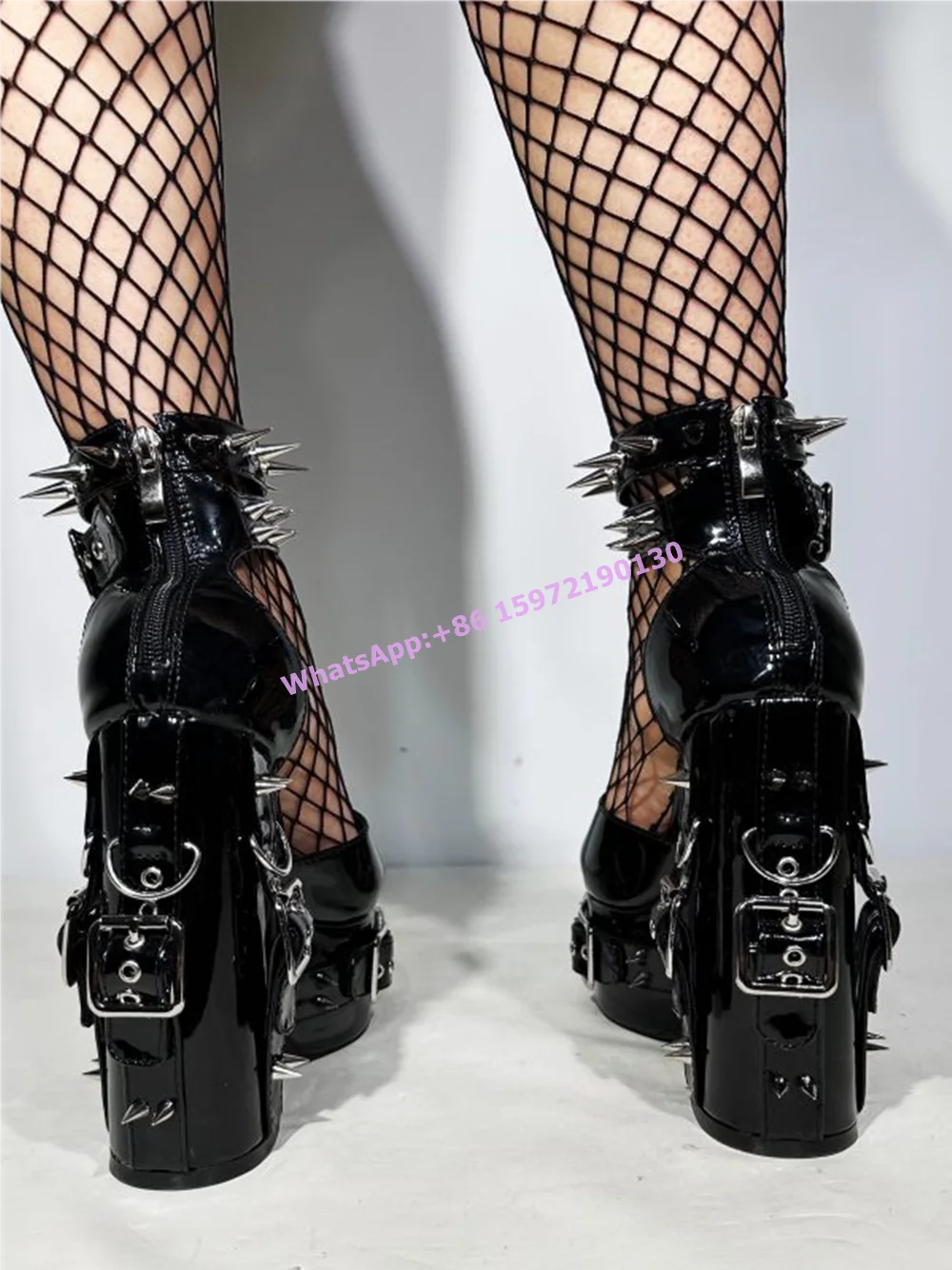 Metal Buckle Patent Leather Hotties Sandals